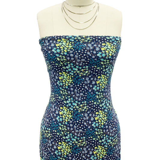 P-1912-400-NAVY-TURQUOISE - PRINTED PRS 87% POLY 10% RAYON 3% SPANDEX