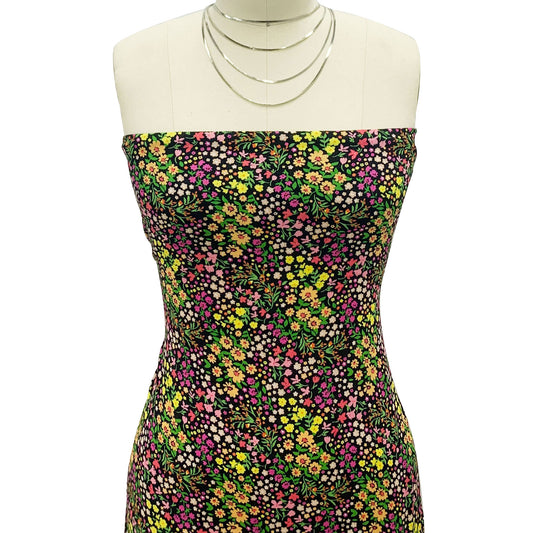 P-1913-636-BLACK-MARIGOLD PRINTED CREPON 100% RAYON CREPON