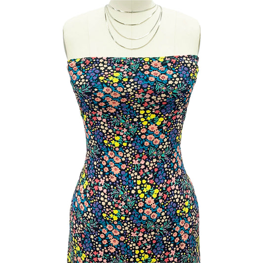 P-1913-703-BLACK-CORAL - PRINTED TWIST CREPE 92% POLY 8% SPANDEX