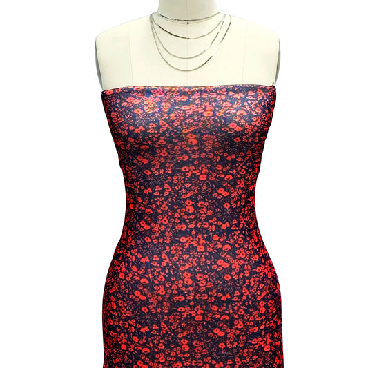 P-1914-453-NAVY-FIERY-RED - PRINTED POLY POWER MESH 92%POLY 8%SPANDEX