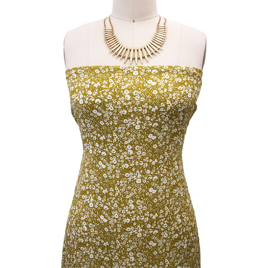 P-1914-636-ANTIQUE-MOSS-OFF-WHITE PRINTED CREPON 100% RAYON CREPON