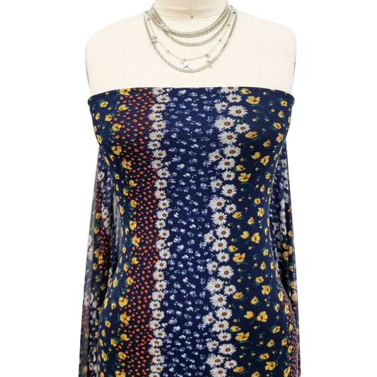 P-1916-453-NAVY-YELLOW - PRINTED POLY POWER MESH 92%POLY 8%SPANDEX