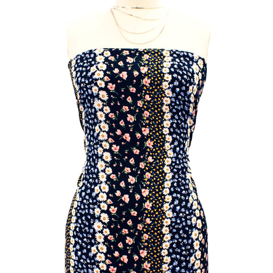 P-1916-504-BLACK-BLUSH - PRINTED WOOL DOBBY 100% POLYESTER