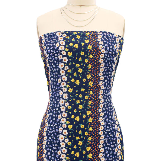 P-1916-504-NAVY-YELLOW - PRINTED WOOL DOBBY 100% POLYESTER