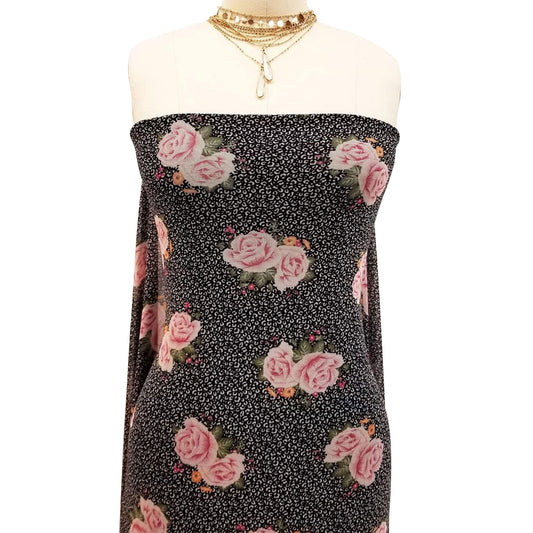P-1921-453-BLACK-DUSTY-PINK - PRINTED POLY POWER MESH 92%POLY 8%SPANDEX