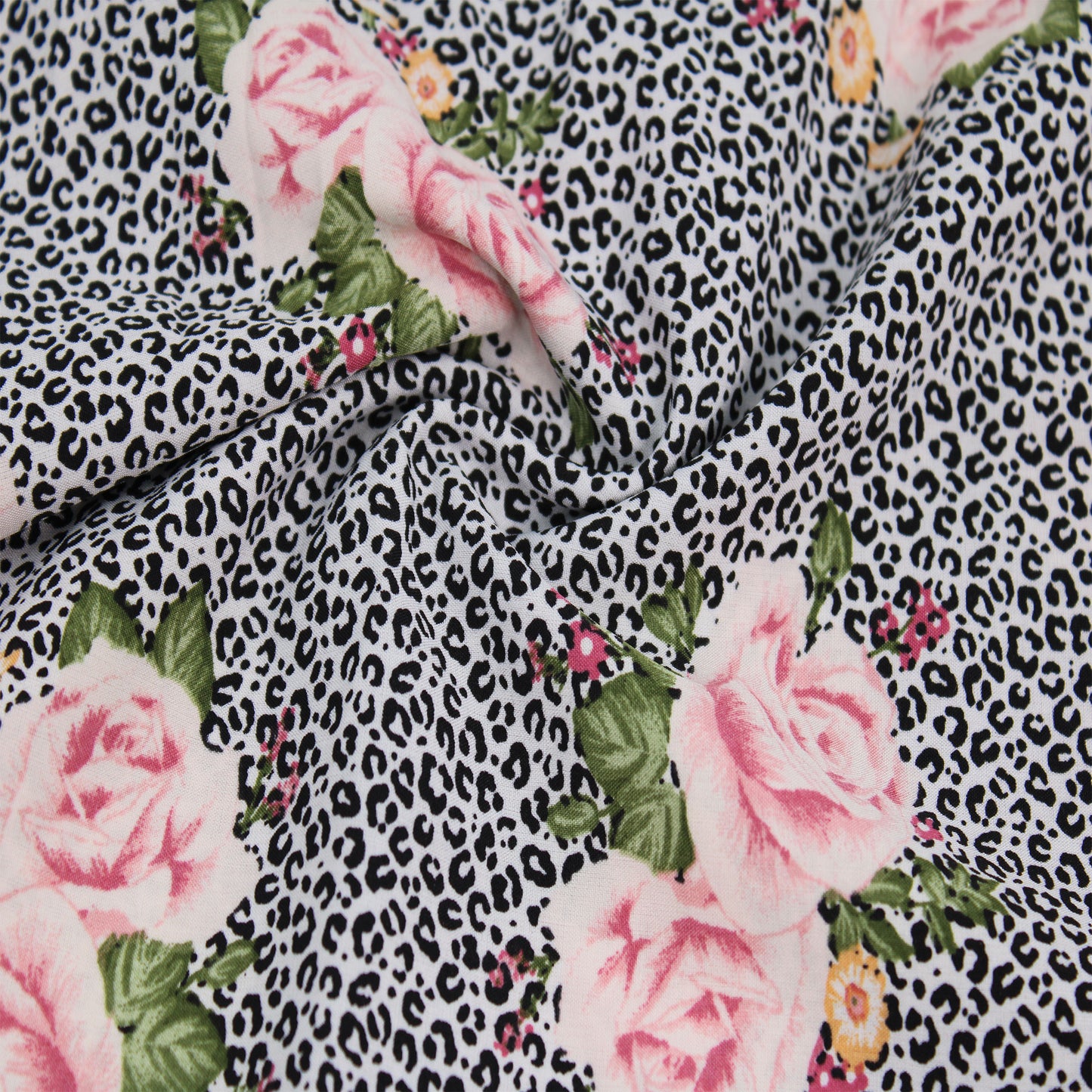 P-1921-793 BLACK-ROSE - PRINTED SILEX 90% POLYESTER 10% SPANDEX