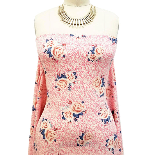 P-1921-793-CORAL-APRICOT - PRINTED SILEX 90% POLYESTER 10% SPANDEX