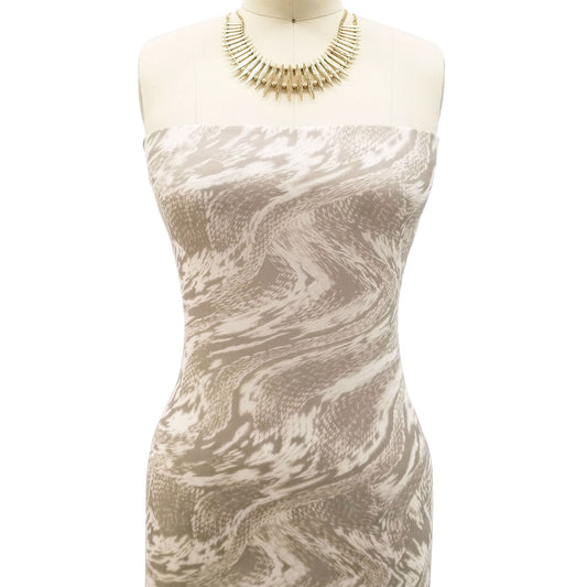 P-1923-453-KHAKI-OATMEAL - PRINTED POLY POWER MESH 92%POLY 8%SPANDEX