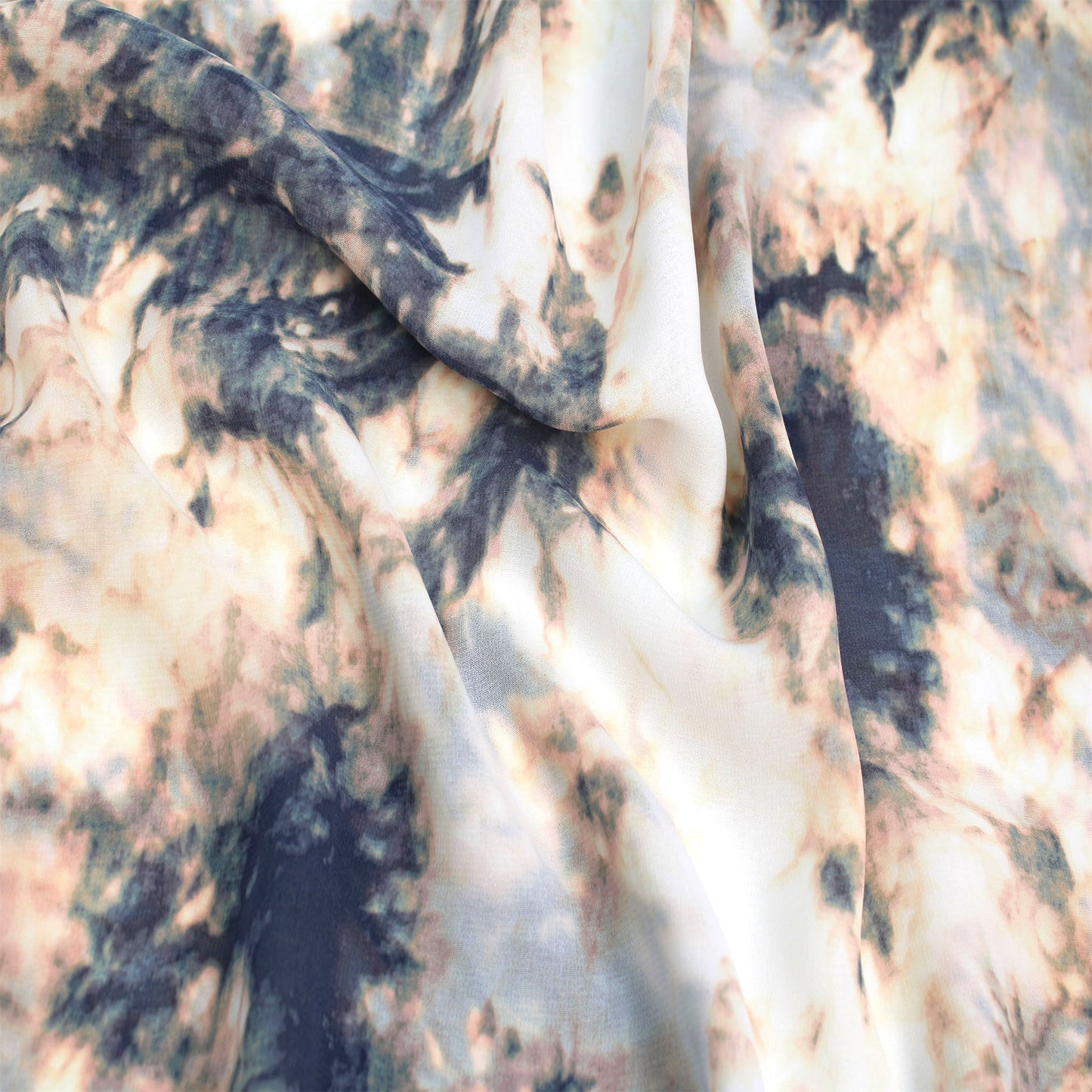 P-1927-501-PEACH-CHARCOAL - PRINTED 100% POLYESTER HI MULTI CHIFFON WASH