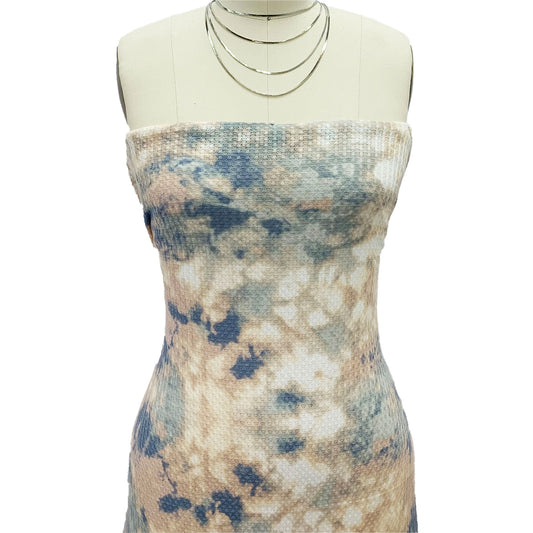 P-1928-776-SAGE-PALE-PEACH - PRINTED TIE DYE WAFFLE NON-BRUSHED 96% POLY 4% SPANDEX