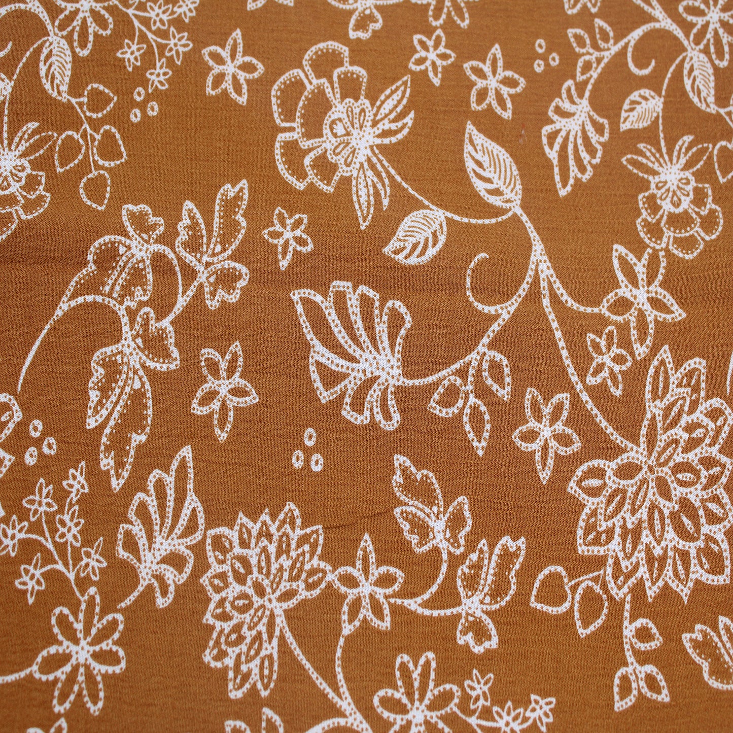 P-1933-636-GOLDEN-OCHRE-ECRU PRINTED CREPON 100% RAYON CREPON