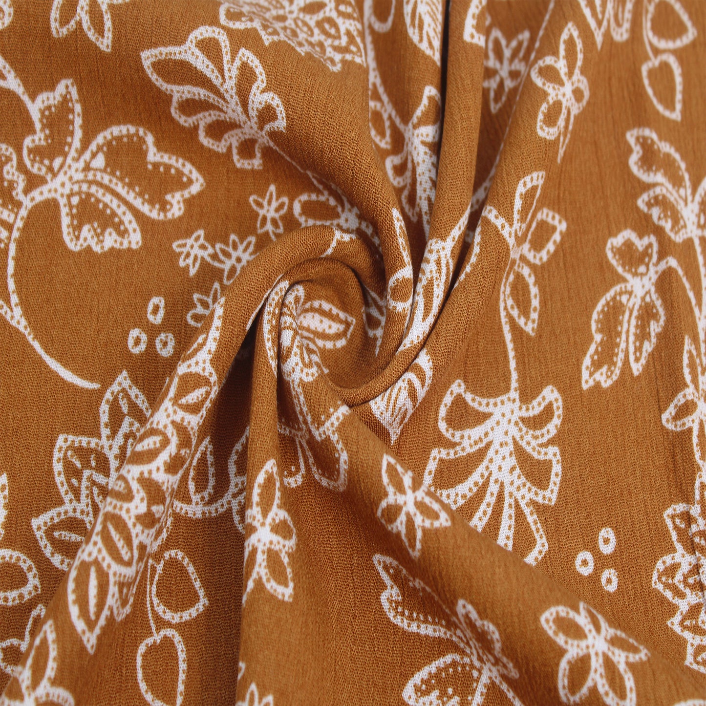 P-1933-636-GOLDEN-OCHRE-ECRU PRINTED CREPON 100% RAYON CREPON