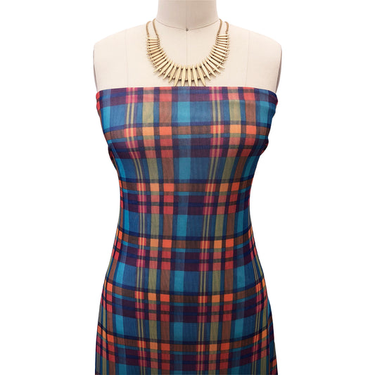 P-1935-453-TURQUOISE-ORANGE - PRINTED POLY POWER MESH 92%POLY 8%SPANDEX