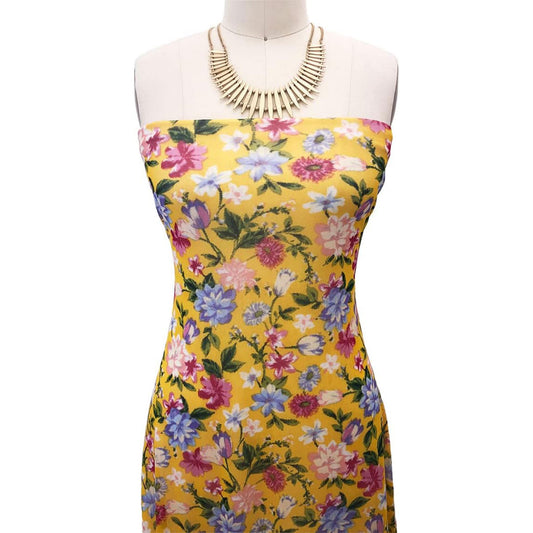 P-1940-453-GOLDEN-YELLOW-LAVENDER - PRINTED POLY POWER MESH 92%POLY 8%SPANDEX