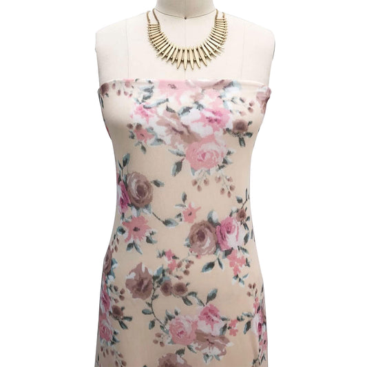 P-1950-453-BLUSH-CORAL - PRINTED POLY POWER MESH 92%POLY 8%SPANDEX