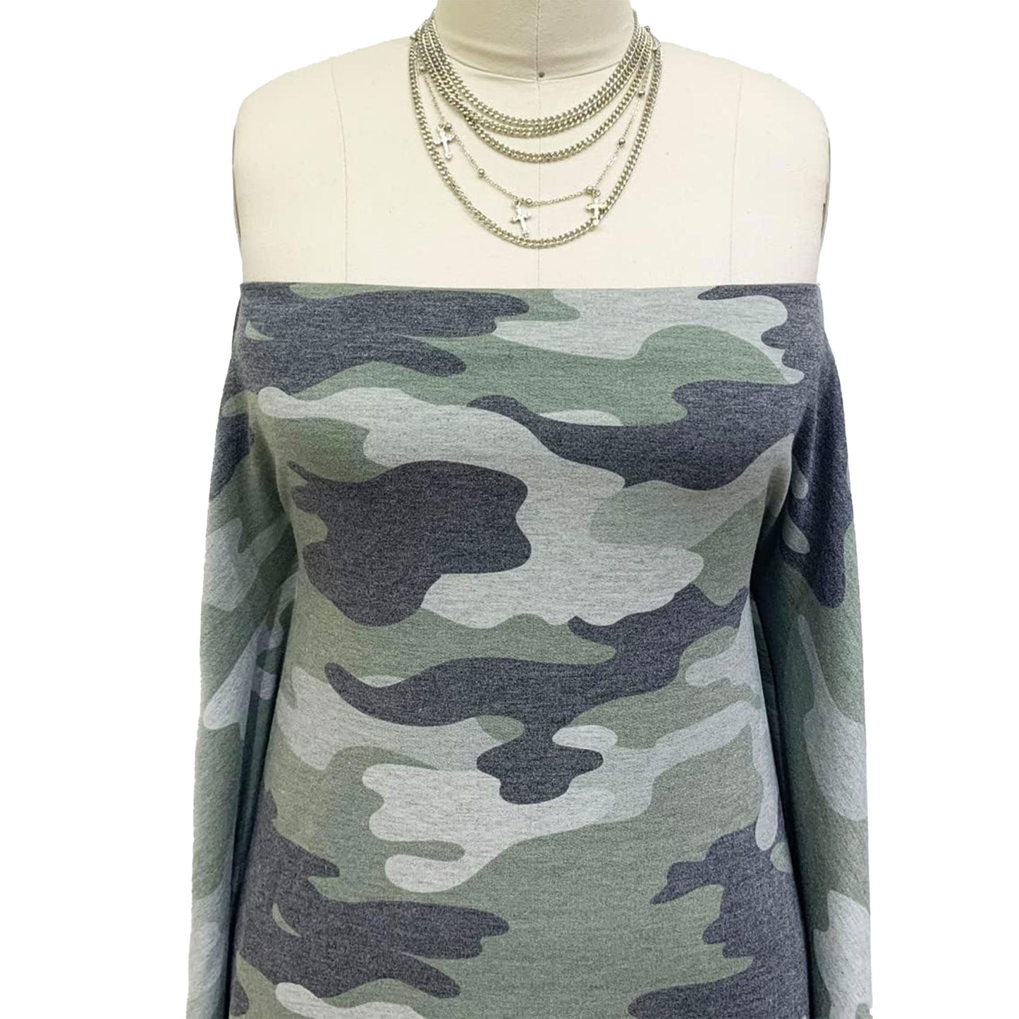 P-196-506-ARMY-GREEN-CHARCOAL-PRINTED FRENCH TERRY 63%POLY 33%RAYON 4% SPANDEX