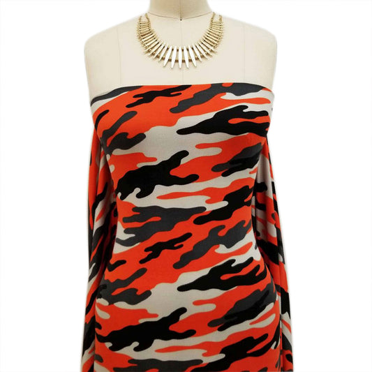 P-197-668-ORANGE-CHARCOAL - PRINTED DTY 92% POLY 8% SPANDEX DTY DOUBLE SIDED BRUSH