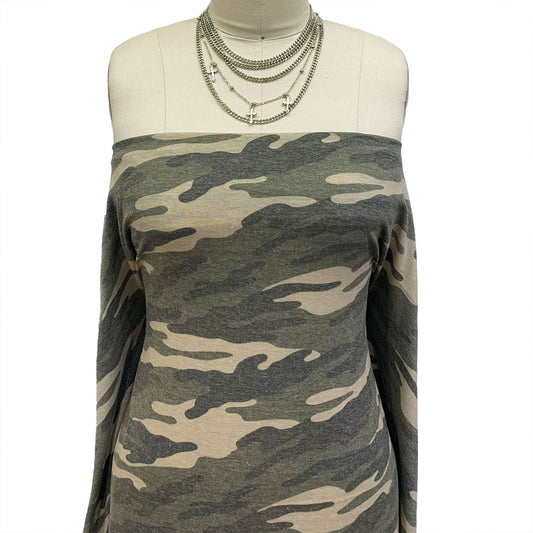 P-197-789-OLIVE-TAUPE - 63% POLY 33% COTTON 4% SPANDEX JERSEY PRINT