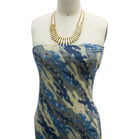 P-1994-13243-HC-OLIVE-STONE-BLUE - PRINTED HACCI 87% POLY 10% RAYON 3% SPANDEX NON BRUSH