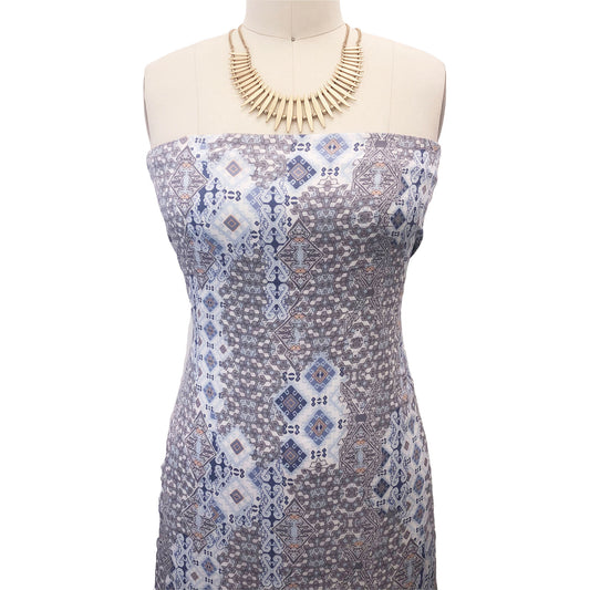 P-2114-636-BLUE-GREY PRINTED CREPON 100% RAYON CREPON