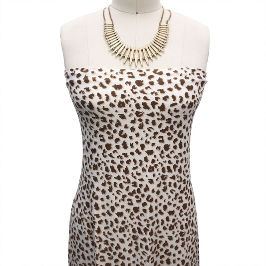 P-2121-668-ECRU-MOCHA - PRINTED DTY 92% POLY 8% SPANDEX DTY DOUBLE SIDED BRUSH