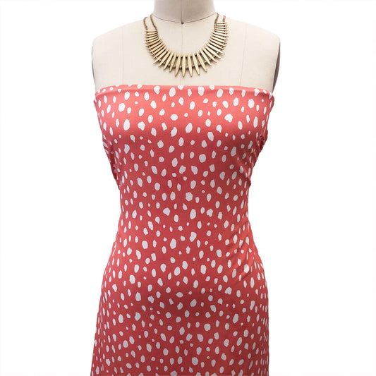 P-2127-754-CORAL-OFF-WHITE - PRINTED POLY MOROCCAN 100% POLY