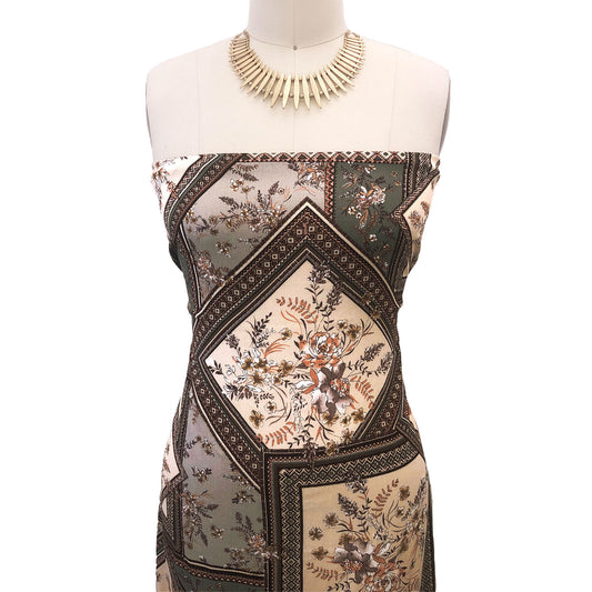 P-2134-636-ANTIQUE-OLIVE-SAGE - PRINTED CREPON 100% RAYON CREPON