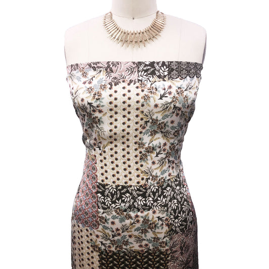 P-2160-456-ANTIQUE-ROSE-LATTE - PRINTED STRETCH SATIN 100% POLY