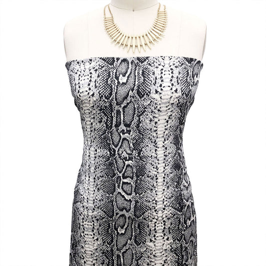 P-2263-701-ECRU-GREY - PRINTED BUBBLE SATIN 100% POLYESTER