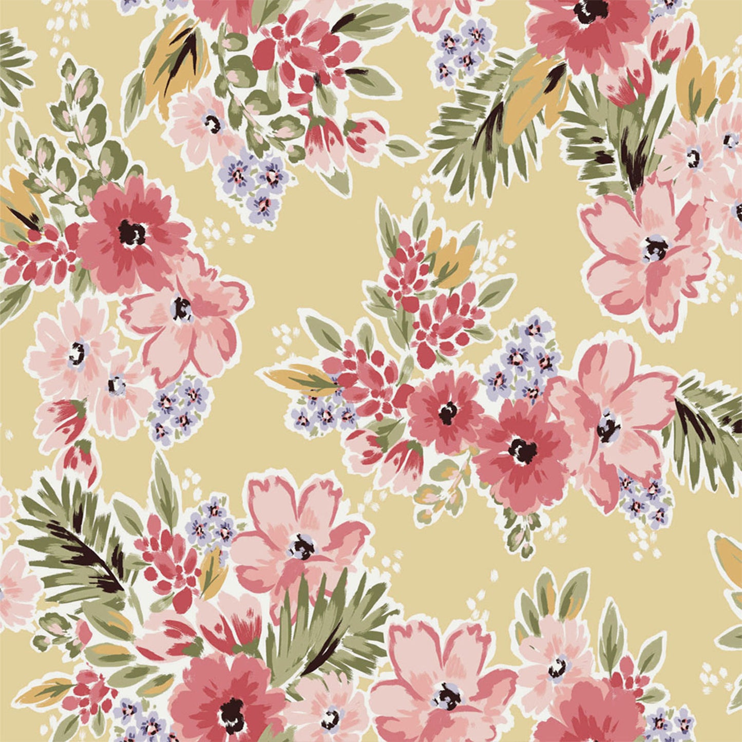 P-2402-636-BANANA-CORAL PRINTED CREPON 100% RAYON CREPON