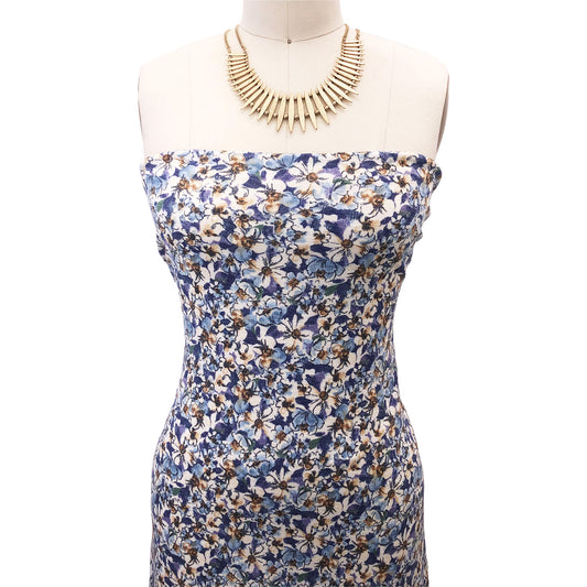 P-2404-792-NAVY-CHAMBRAY - PRINTED T/C SUB 2X1 RIB 63% POLY 34% CTN 3% SPAN