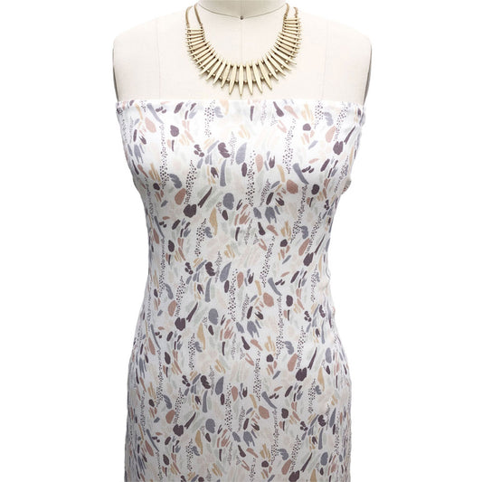 P-2411-636-OFF-WHITE-ZEN-BLUE PRINTED CREPON 100% RAYON CREPON