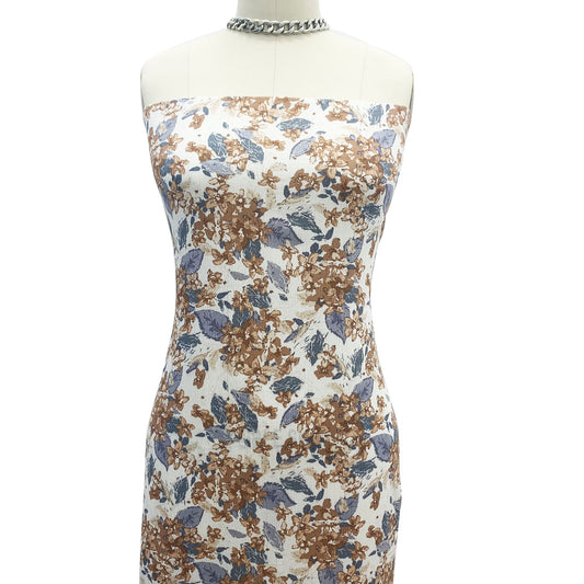 P-2415-636-OFF-WHITE-TOAST PRINTED CREPON 100% RAYON CREPON