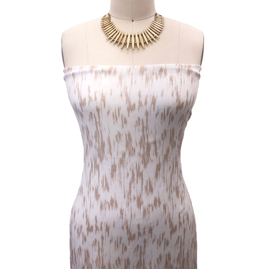 P-2428-636-OFF-WHITE-TAUPE PRINTED CREPON 100% RAYON CREPON