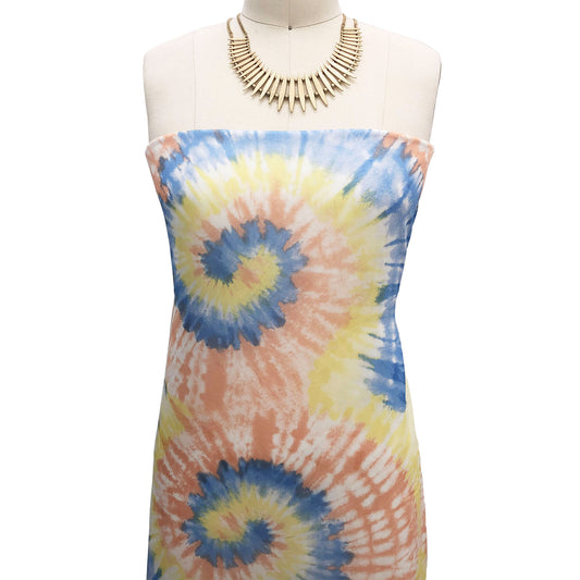 P-2448-500-DENIM-CORAL - PRINTED 100% POLYESTER HI MULTI CHIFFON