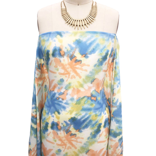 P-2450-504-BLUE-CANTALOUPE - PRINTED WOOL DOBBY 100% POLYESTER