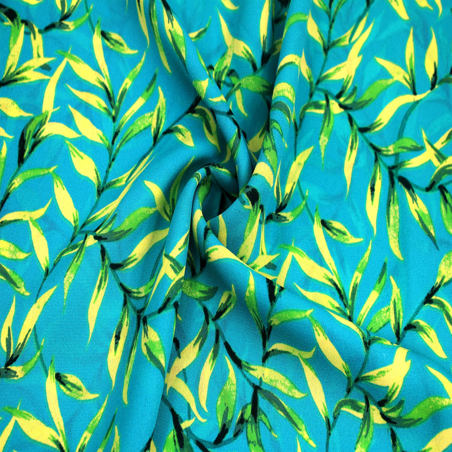 P-2477-504-TURQUOISE-KIWI - PRINTED WOOL DOBBY 100% POLYESTER