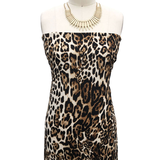 P-2498-504-TAN-CHOCO-BROWN - PRINTED WOOL DOBBY 100% POLYESTER