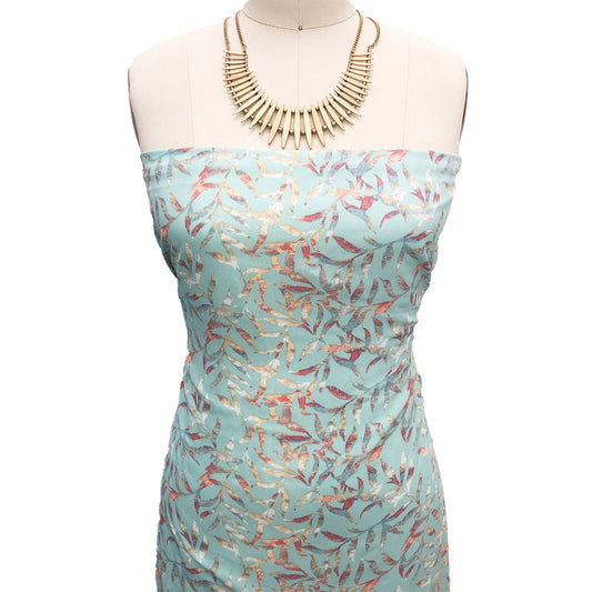 P-2524-754-MINT-CORAL - PRINTED POLY MOROCCAN 100% POLY