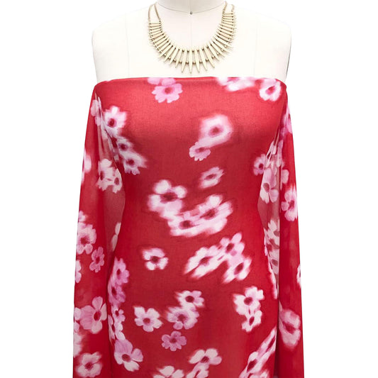 P-2539-501-RED-PINK - PRINTED 100% POLYESTER HI MULTI CHIFFON WASH