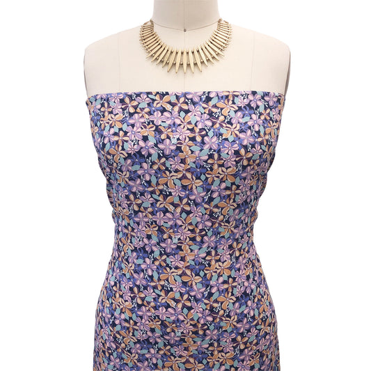 P-2541-754-INDIGO-PURPLE-LILAC - PRINTED POLY MOROCCAN 100% POLY