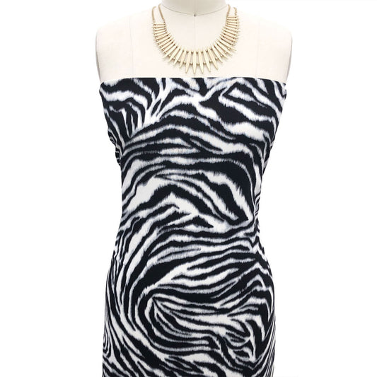 P-2542-698-OFF-WHITE-BLACK - PRINTED RAYON CHALLIS 100% RAYON CHALLIS