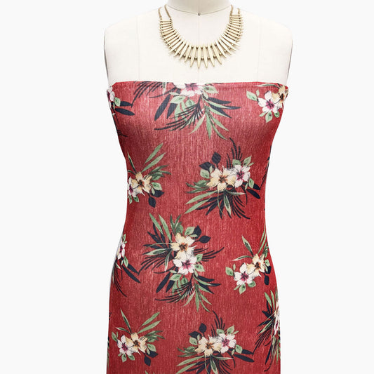 P-2549-453-RED-TANGERINE - PRINTED POLY POWER MESH 92%POLY 8%SPANDEX