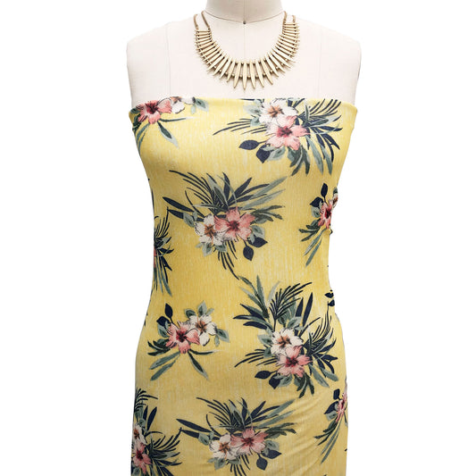 P-2549-453-SUNNY-GOLD-CORAL - PRINTED POLY POWER MESH 92%POLY 8%SPANDEX