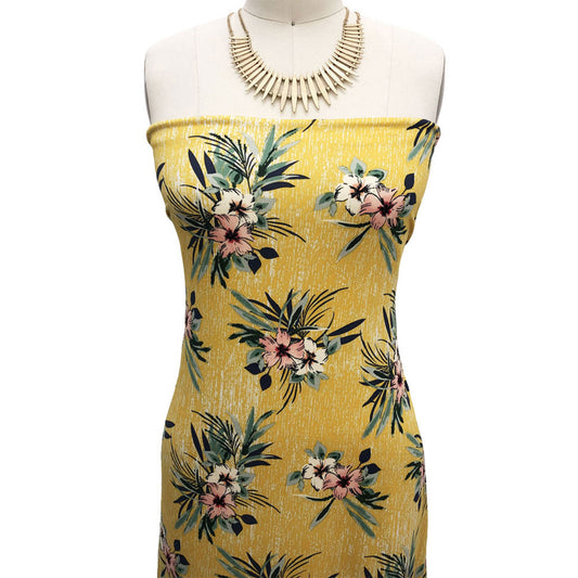 P-2549-668-SUNNY-GOLD-CORAL - PRINTED DTY 92% POLY 8% SPANDEX DTY DOUBLE SIDED BRUSH