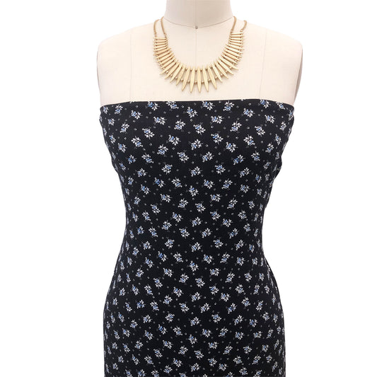 P-2558-636-BLACK-BLUE - PRINTED CREPON 100% RAYON CREPON