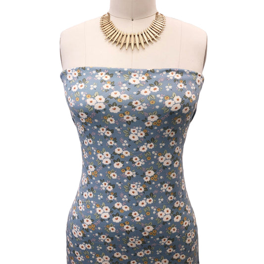 P-2564-668-BLUE-MIMOSA - PRINTED DTY 92% POLY 8% SPANDEX DTY DOUBLE SIDED BRUSH