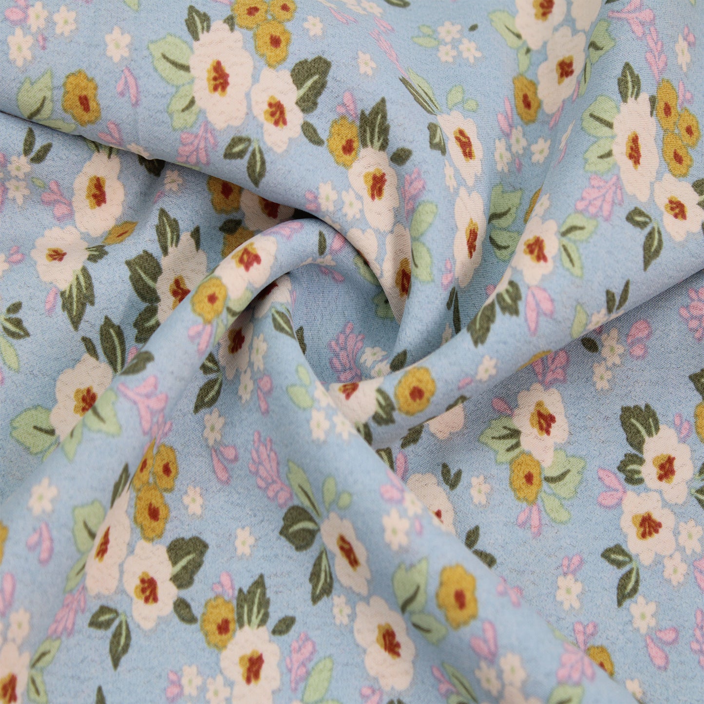 P-2564-754-BLUE-MIMOSA - PRINTED POLY MOROCCAN 100% POLY