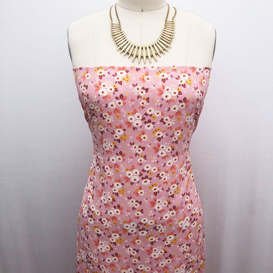 P-2564-754-PINK-MELLOW-YELLOW - PRINTED POLY MOROCCAN 100% POLY