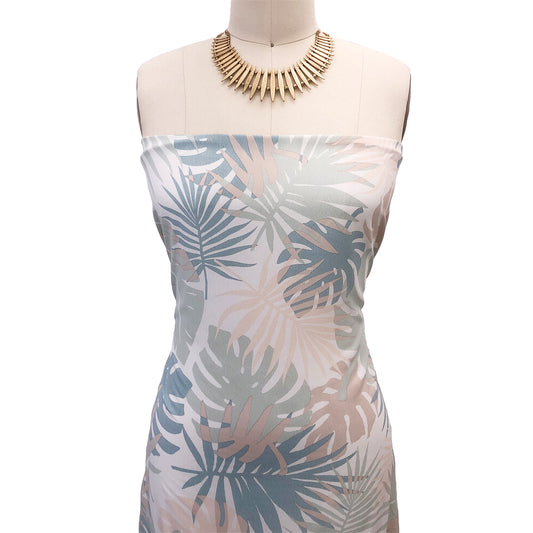 P-2565-754-OFF-WHITE-AQUA-BLUE - PRINTED POLY MOROCCAN 100% POLY